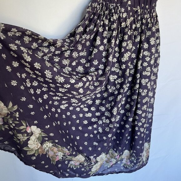 Albert Nipon Floral Print Ruffle Sleeve Button Front Dress Size 6 Purple Tan - Picture 8 of 10